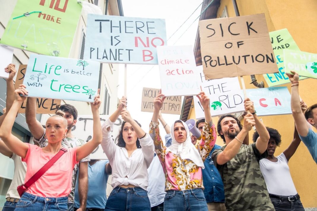 Young people protest against climate warming